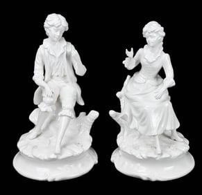 Pair Italian Porcelain Blanc de Chine Statues