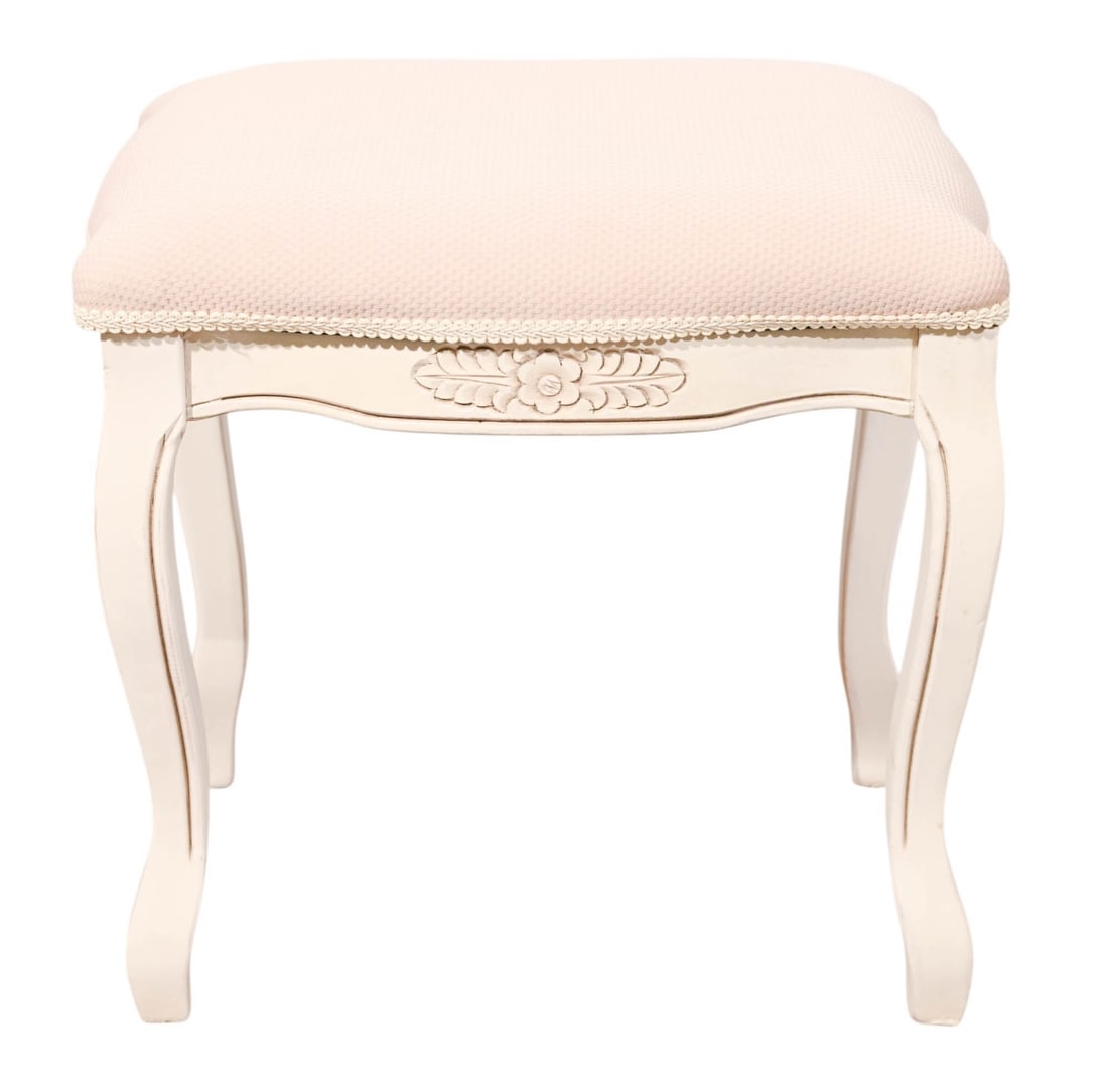 French Provincial Carved Upholstered Vanity Bench (1 of 10)