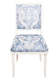 Custom Upholstered Painted Faux Bamboo Side Chair