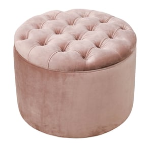 Tufted Suede Round Storage Ottoman