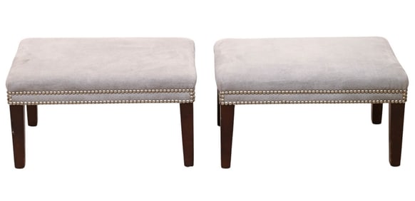 Pair Victoria Hagan Home Capri Upholstered Stools
