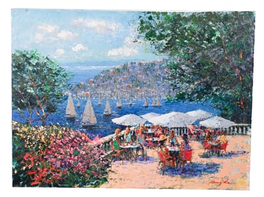 Kerry Hallam Signed Acrylic Painting Regatta Bay