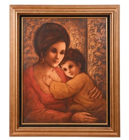 Adele Norman Signed Oil Painting Mother & Child