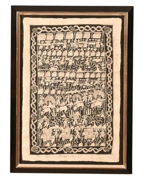 Felix Venancio Signed Mexican Bark Art Painting (1 of 9)