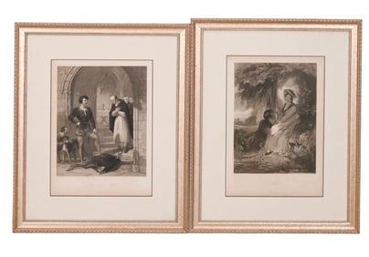 2 Antique Black and White Engravings