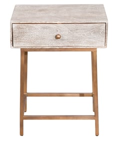 Contemporary Rustic White Washed Side Table