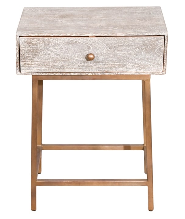 Contemporary Rustic White Washed Side Table (1 of 10)