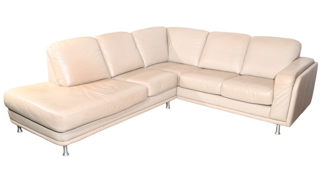 Mid Century Modern Leather Sectional Sofa (1 of 11)