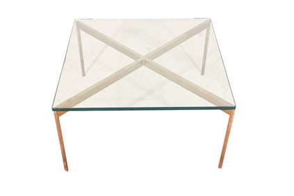 Mid Century Brass Frame Glass Top Coffee Table
