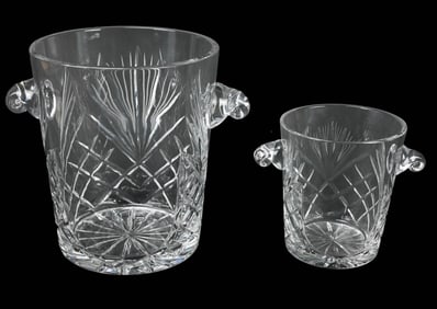Pair Polish Cut Crystal Wine or Ice Buckets