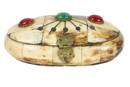 Indo Persian Carved Bone Trinket Box