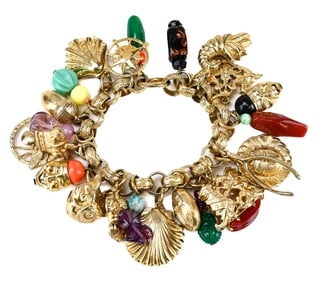 Vintage Napier Mixed Media Jumbo Charm Bracelet