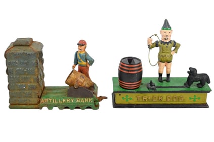 2 Vintage Cast Iron Toy Banks