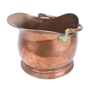 English Copper & Brass Coal Scuttle w Handle