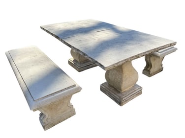 Italian Outdoor Stone Dining Set
