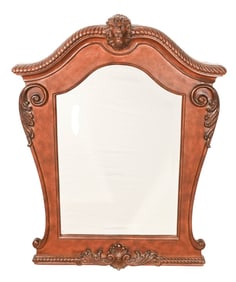 Bombay Hand Carved Beveled Lion Motif Mirror