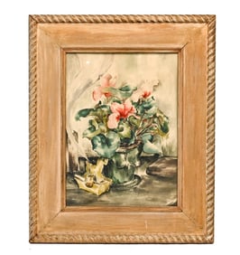 Henry Mumm Signed Watercolor Still Life Cyclamen