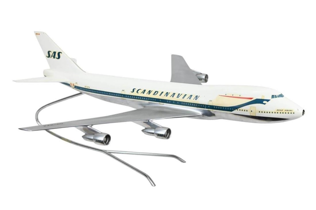 Scandinavian SAS OK-KFA Die-Cast Model Plane: Vintage Scandinavian SAS OK-KFA Die-Cast Table Top Model Plane. Measures 12 inches x 26 inches.