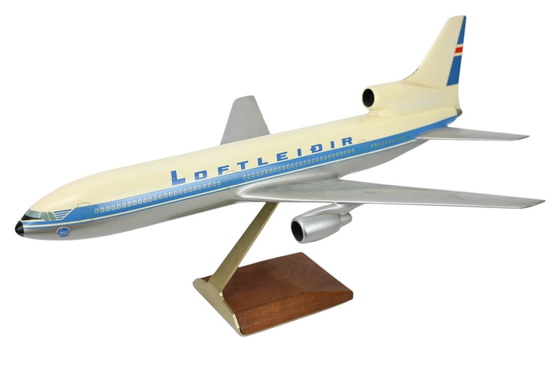 Vintage Loftleidir Die Cast Model Airplane: Vintage Loftleidir Die Cast Model Airplane Tabletop Model. Measures 13 inches x 21 inches.