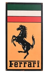 Vintage Ferrari Dealership Painted Sign on Board