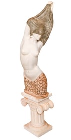 20th C. Italian Female Semi Nude Marble Statue