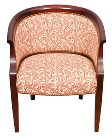 Hickory Carved Mahogany Upholstered Tub Chair