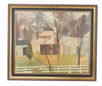 Buckler Signed Oil Painting of Farm Landscape