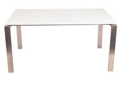 Rand Glass Top Dining Table Stainless Steel Base