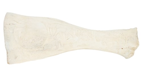 Carved Natural Whale Bone w Safari Animal Motif