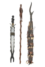 Aboriginal Swords & Sheaths & Carved Walking Stick