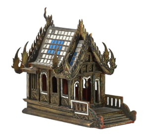 Thai Handmade Carved & Decorated Spirit House