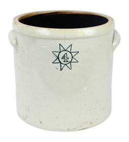 Antique Salt Pottery #4 Star Crock
