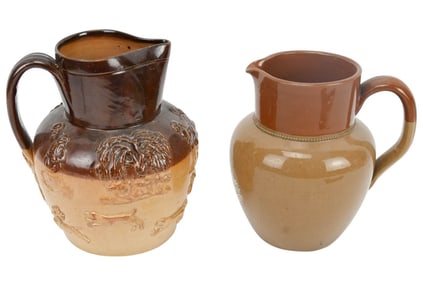 2 English Harvest Ware Stone Ware Jugs Pitchers