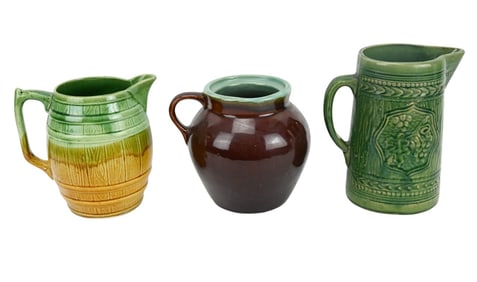3 Antique English Stone Ware Pitchers or Jugs