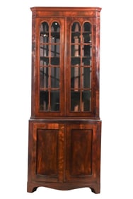 Georgian Style Flame Mahogany Corner Cabinet