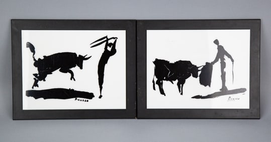 Pair After Picasso Prints Lucite The Bullfighter