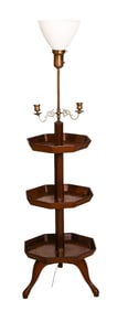 French Provincial 3 Tier Side Table Floor Lamp