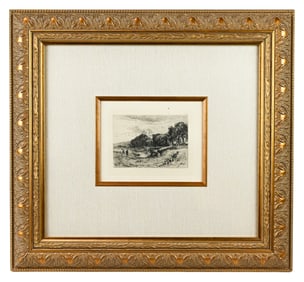 Theodore Rousseau Etching Framed St. Cloud