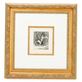 Jean F. Millet Etching Framed Femme Entrainee