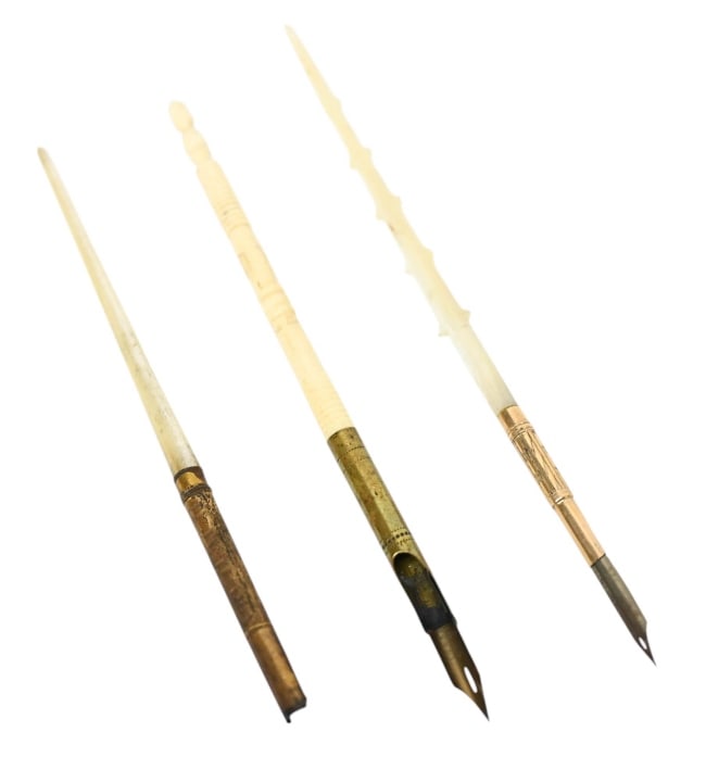 3 Antique 19th C MOP & Ivory Quill Pen Holders (1 of 8)