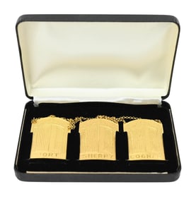 Set 21 Club Decanter Labels Original Box w Cards