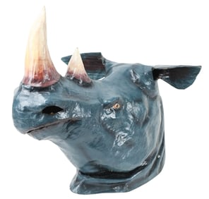 Marshall GW Paper Mache Rhino Head Wall Sculpture