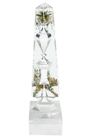Antique Cut Crystal Prism Hand Painted Memorial