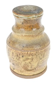 Antique Chinese Salt Pottery Covered Vessel