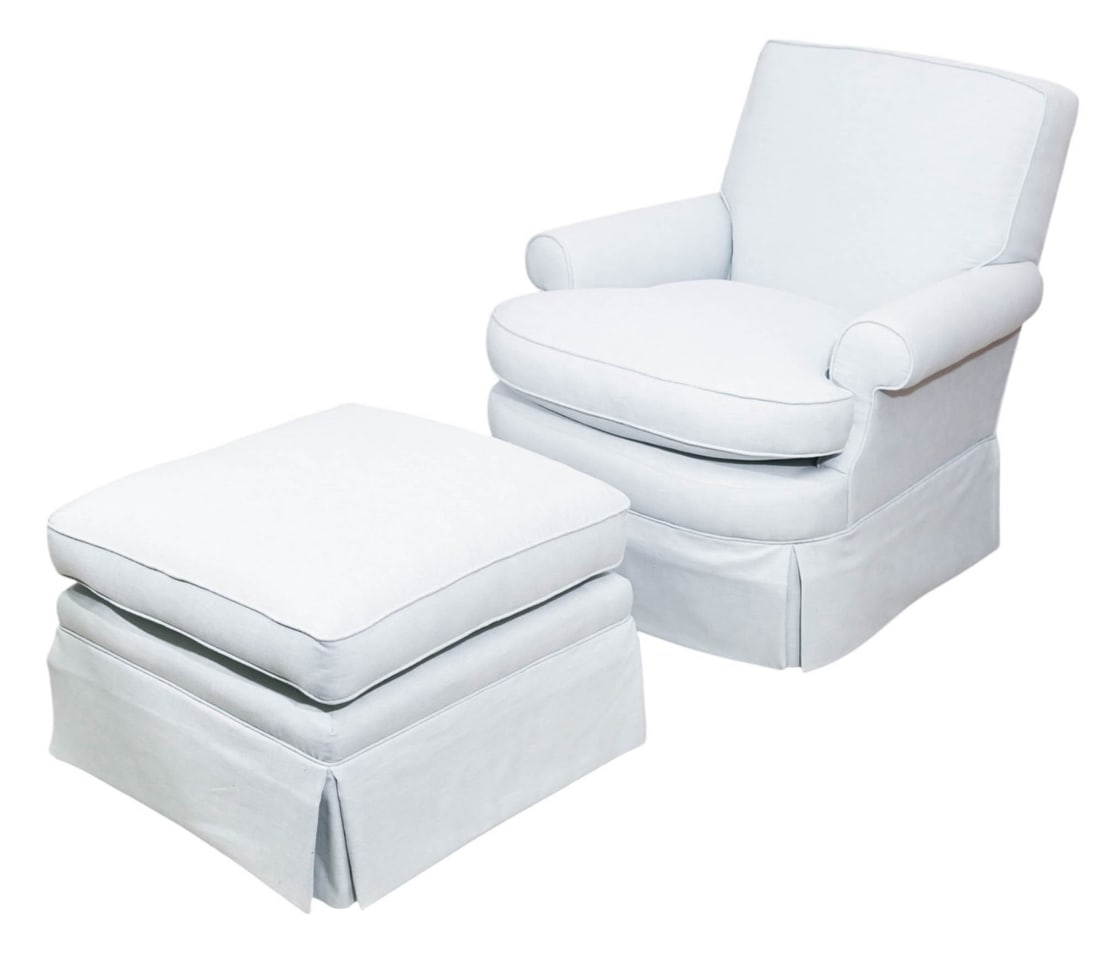 Modern Upholstered Lounge Chair & Matching Ottoman (1 of 18)