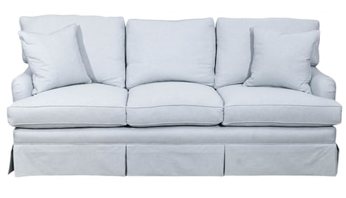 Modern Light Blue Custom Upholstered Down Sofa