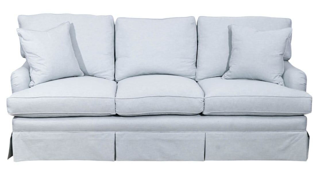 Modern Light Blue Custom Upholstered Down Sofa (1 of 20)