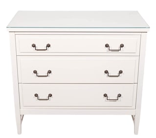 Modern Glass Top White Dresser by Crate & Barrel