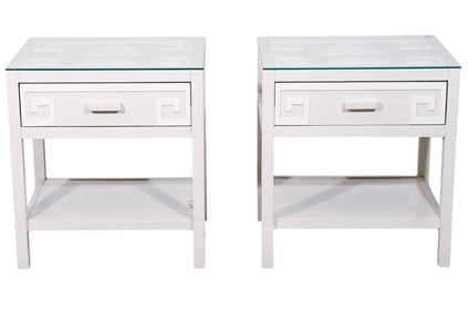 Chinese Chippendale Style Painted Glass Top Tables