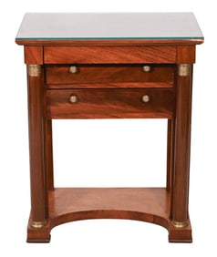 Federal Style Column Form Glass Top Hall Table